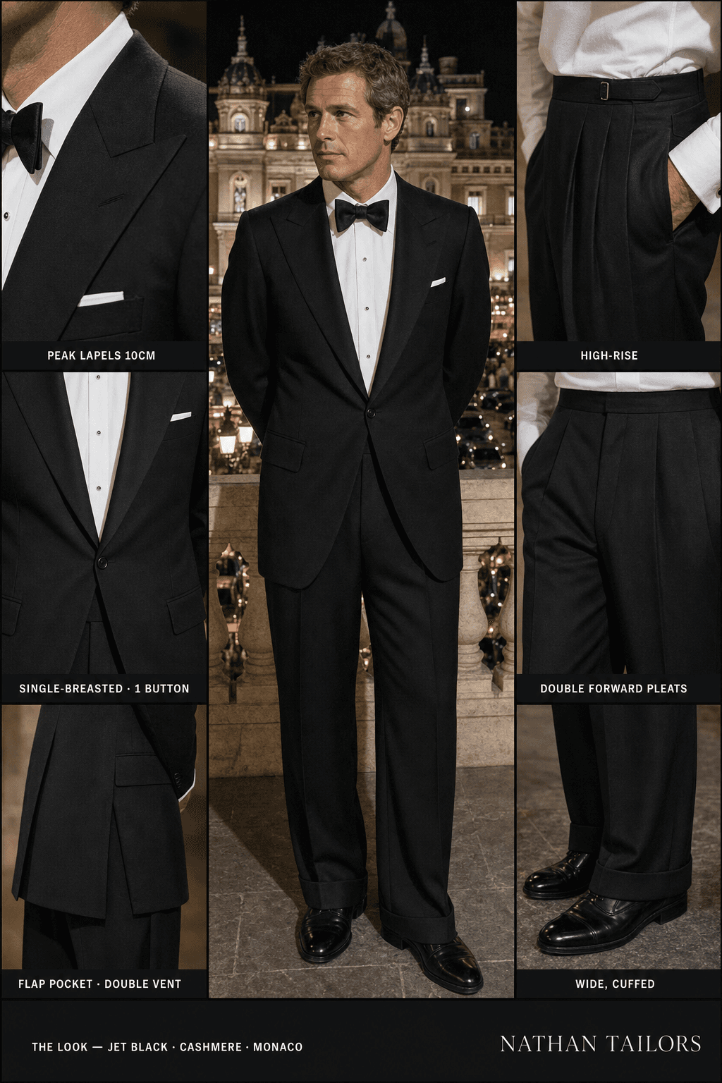 jet black single-breasted bespoke suit — custom tailored by Nathan Tailors, the Hoi An custom tailor