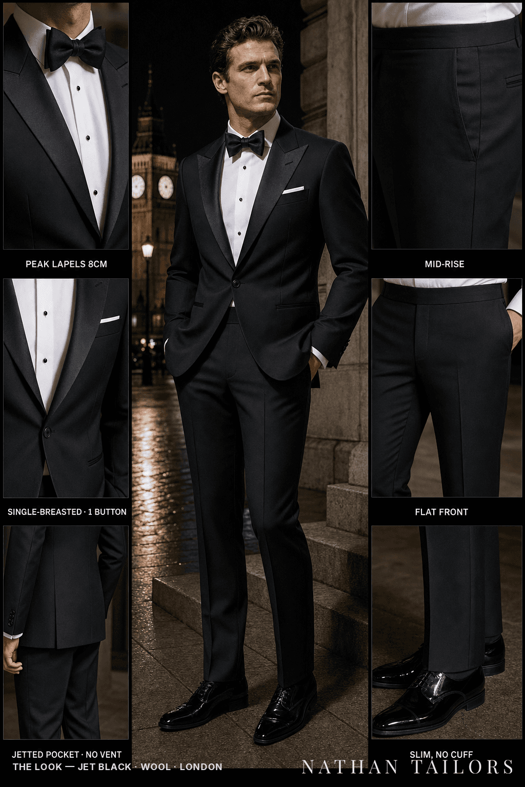 jet black single-breasted bespoke suit — custom tailored by Nathan Tailors, the Hoi An custom tailor
