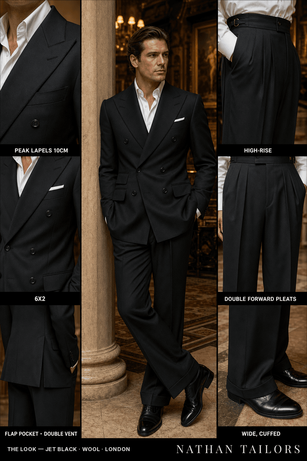 jet black single-breasted bespoke suit — custom tailored by Nathan Tailors, the Hoi An custom tailor