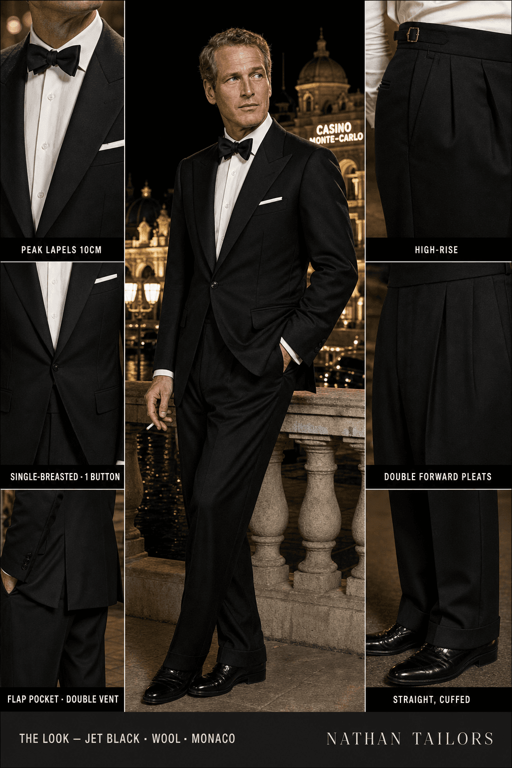 jet black single-breasted bespoke suit — custom tailored by Nathan Tailors, the Hoi An custom tailor