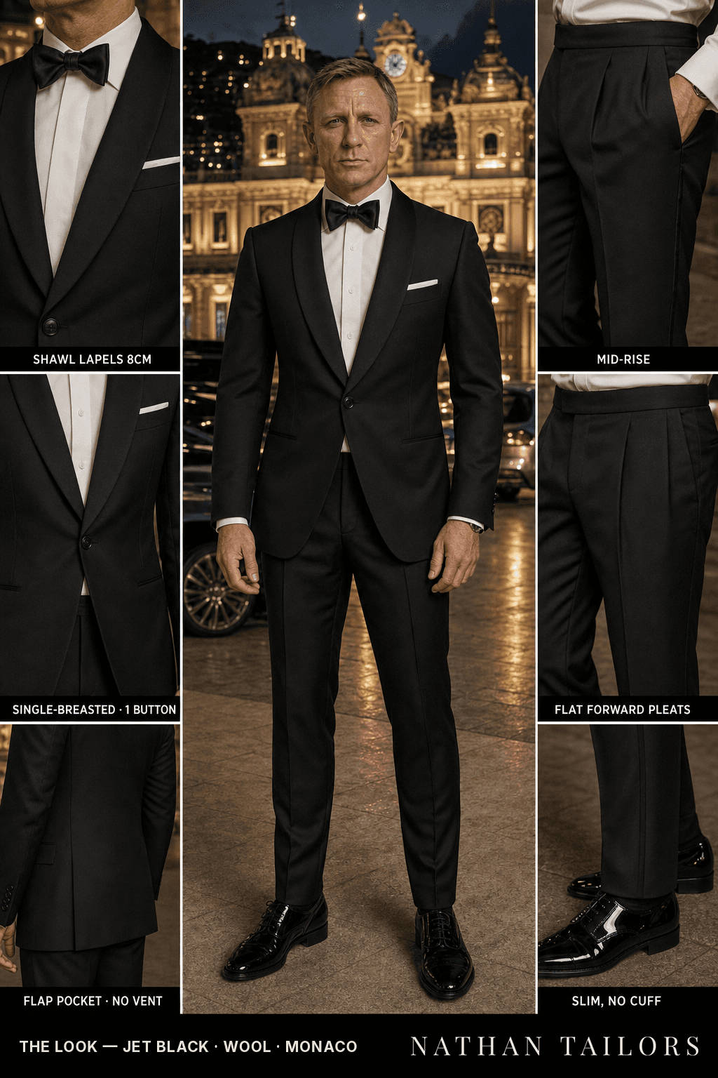jet black single-breasted bespoke suit — custom tailored by Nathan Tailors, the Hoi An custom tailor