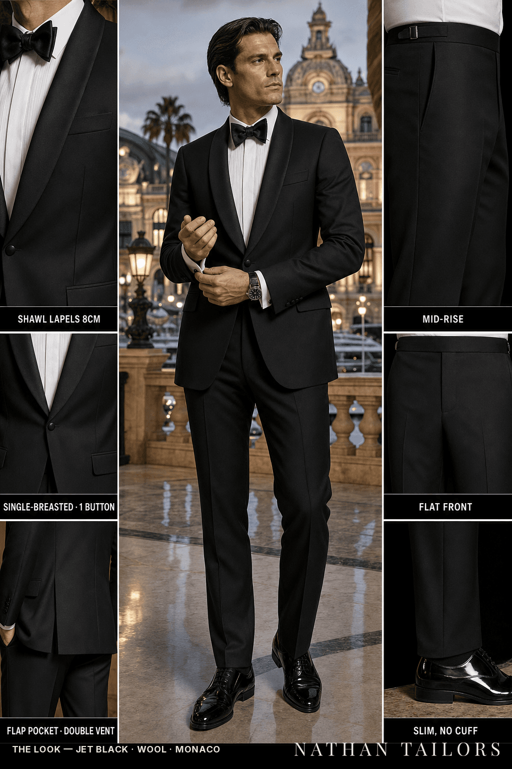 jet black single-breasted bespoke suit — custom tailored by Nathan Tailors, the Hoi An custom tailor