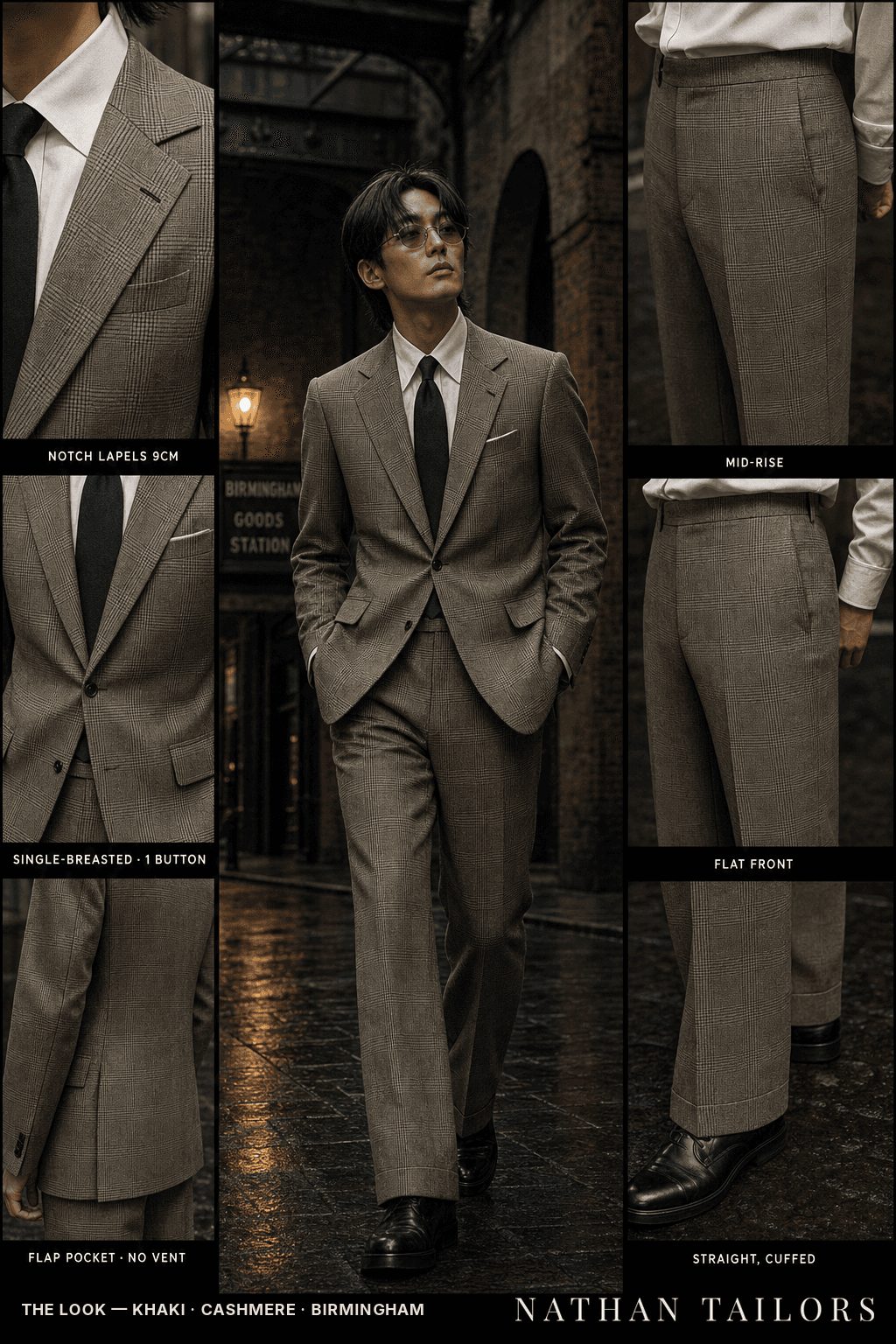 khaki glen_plaid single-breasted bespoke suit — custom tailored by Nathan Tailors, the Hoi An custom tailor