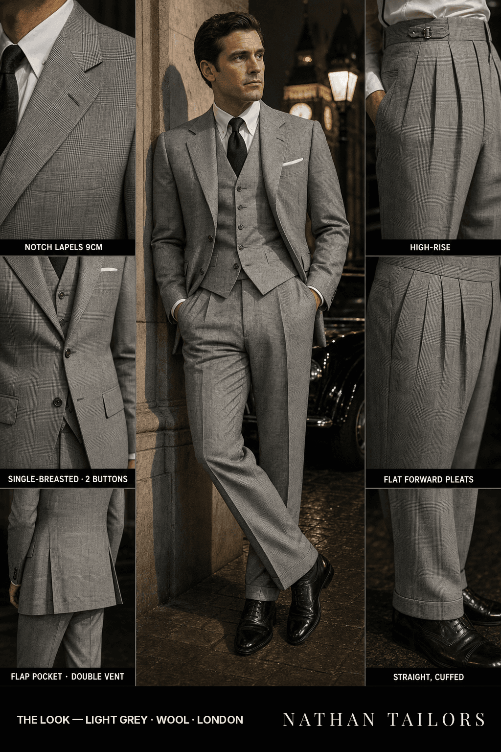 light grey glen_plaid single-breasted bespoke suit — custom tailored by Nathan Tailors, the Hoi An custom tailor
