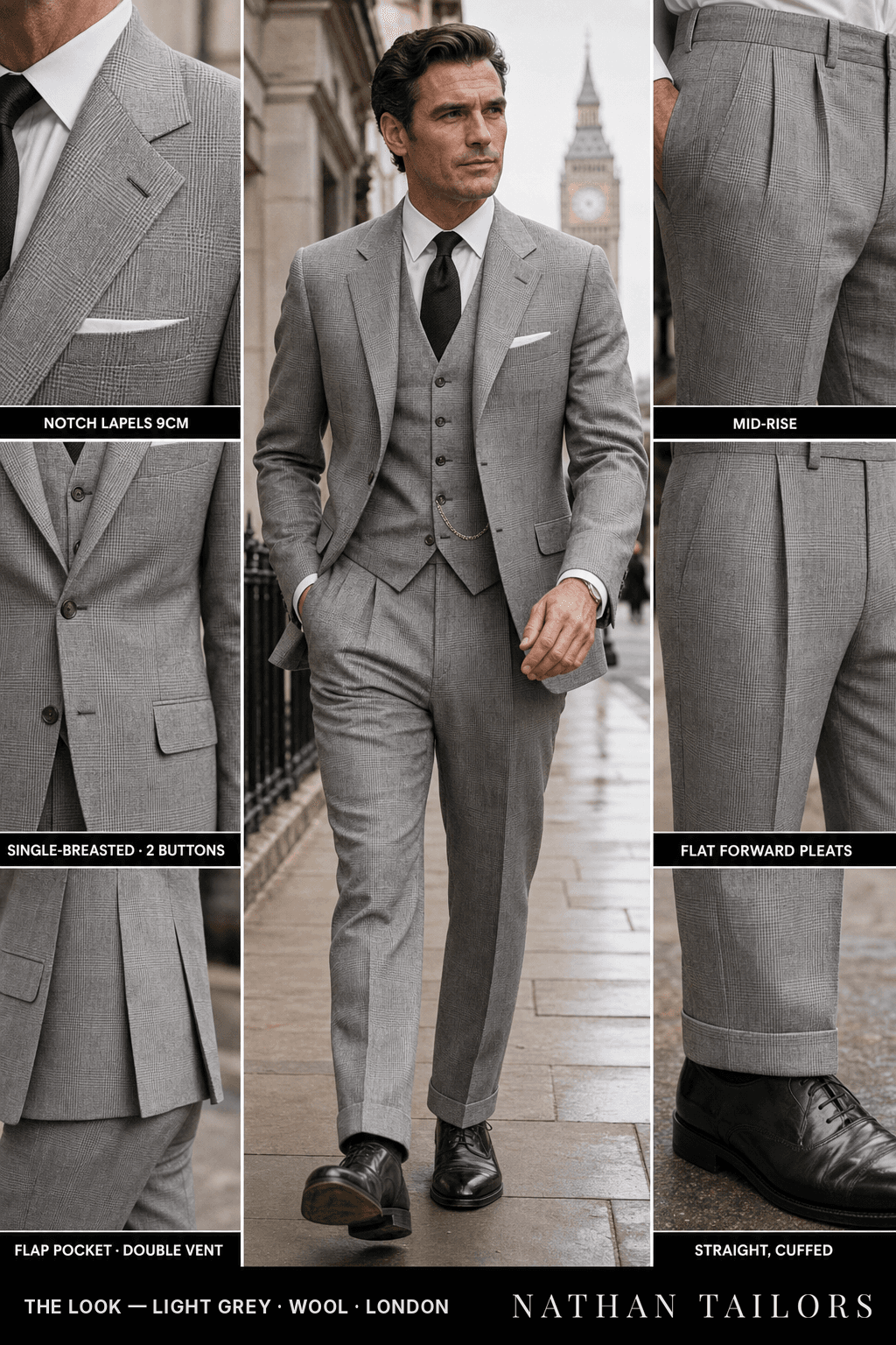 light grey glen_plaid single-breasted bespoke suit — custom tailored by Nathan Tailors, the Hoi An custom tailor