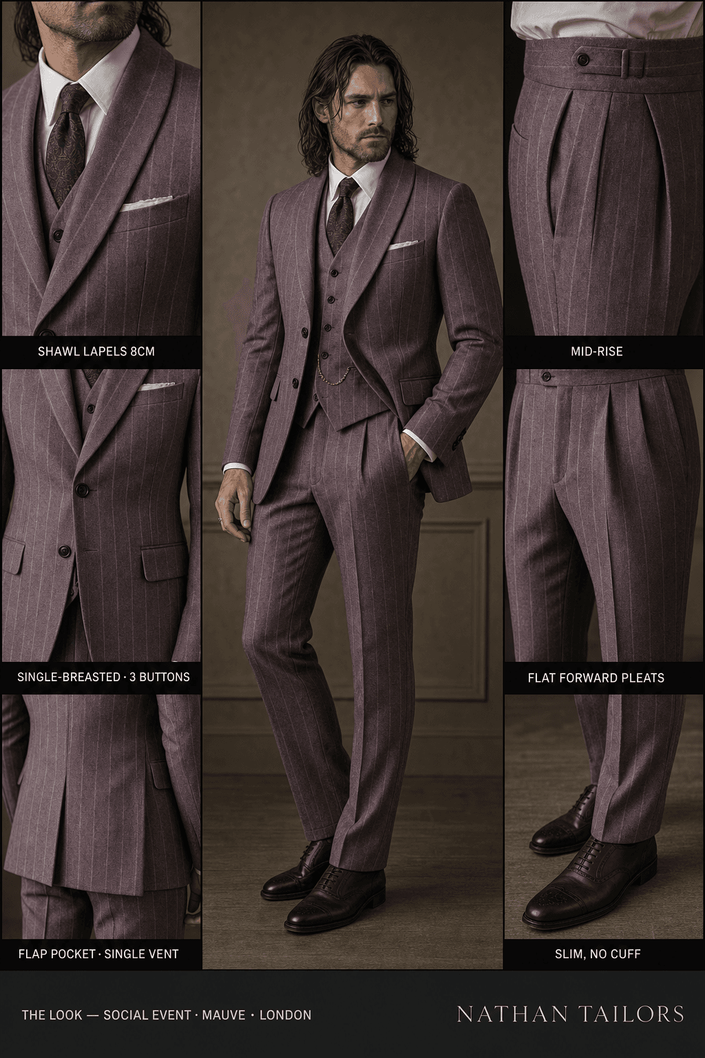 mauve chalk_stripe single-breasted bespoke suit — custom tailored by Nathan Tailors, the Hoi An custom tailor