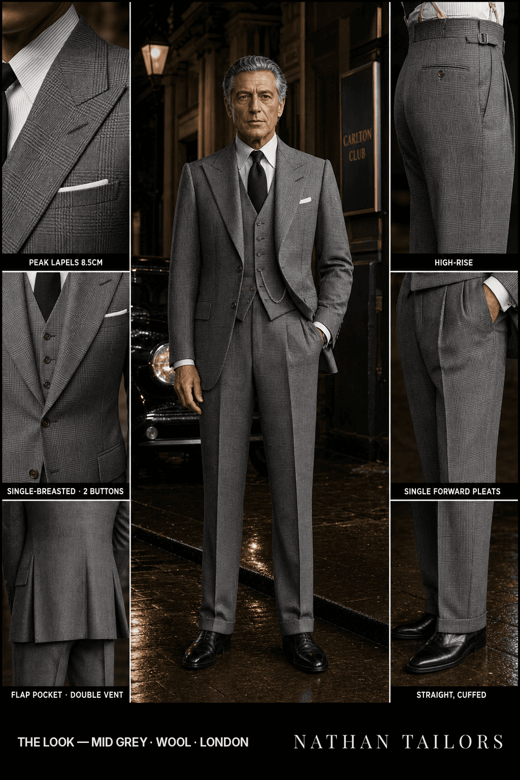 mid grey glen_plaid single-breasted bespoke suit — custom tailored by Nathan Tailors, the Hoi An custom tailor