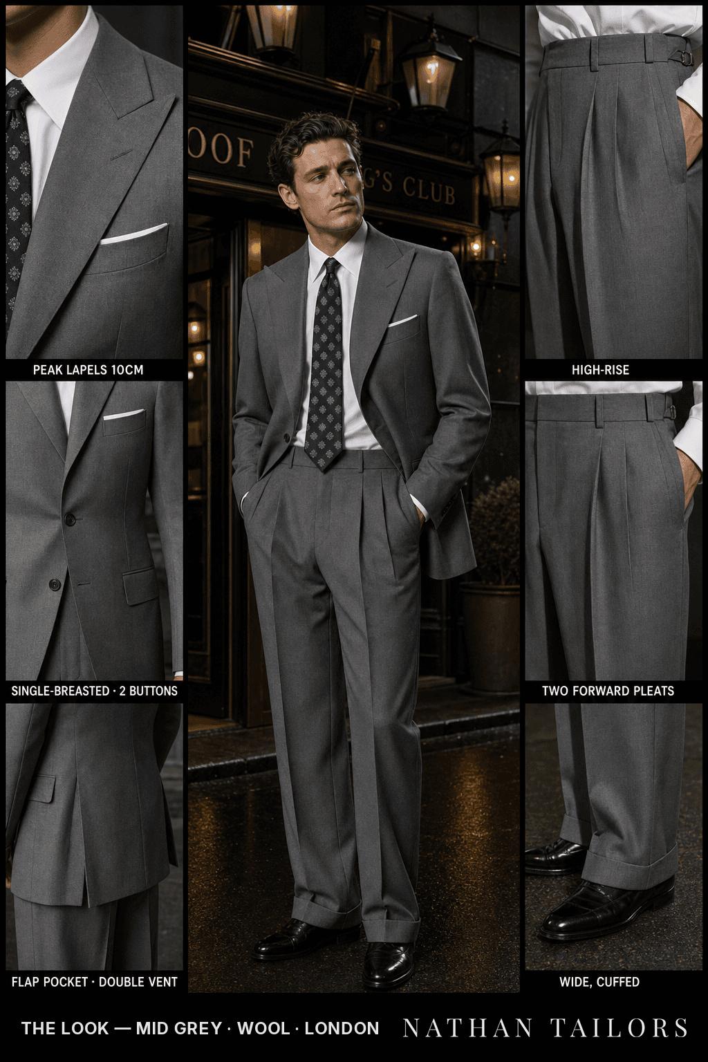 mid grey single-breasted bespoke suit — custom tailored by Nathan Tailors, the Hoi An custom tailor