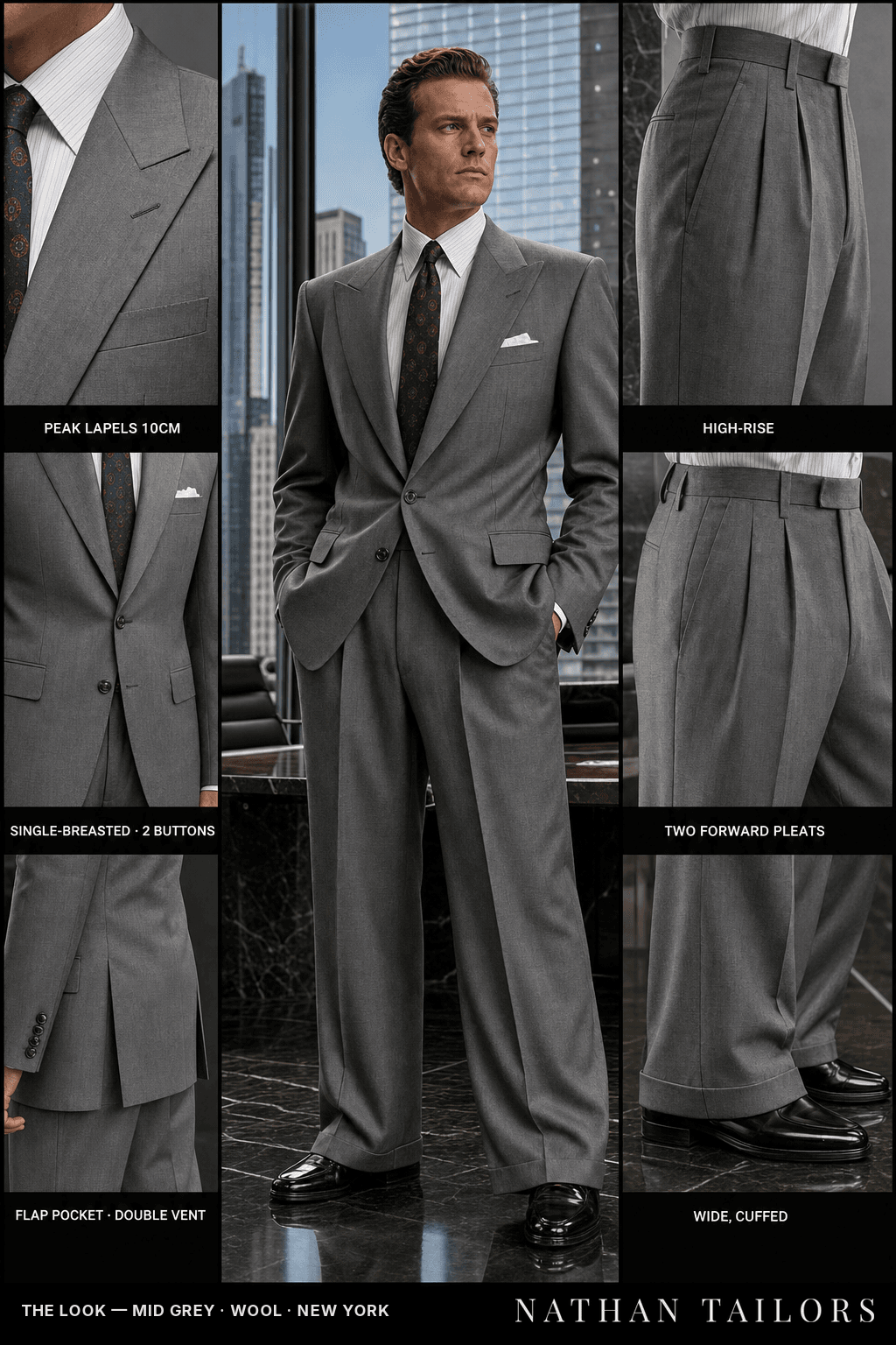 mid grey single-breasted bespoke suit — custom tailored by Nathan Tailors, the Hoi An custom tailor