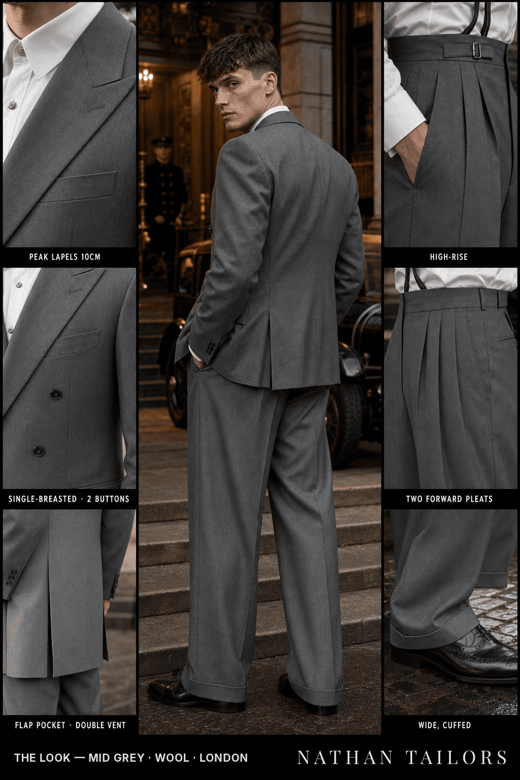 mid grey single-breasted bespoke suit — custom tailored by Nathan Tailors, the Hoi An custom tailor
