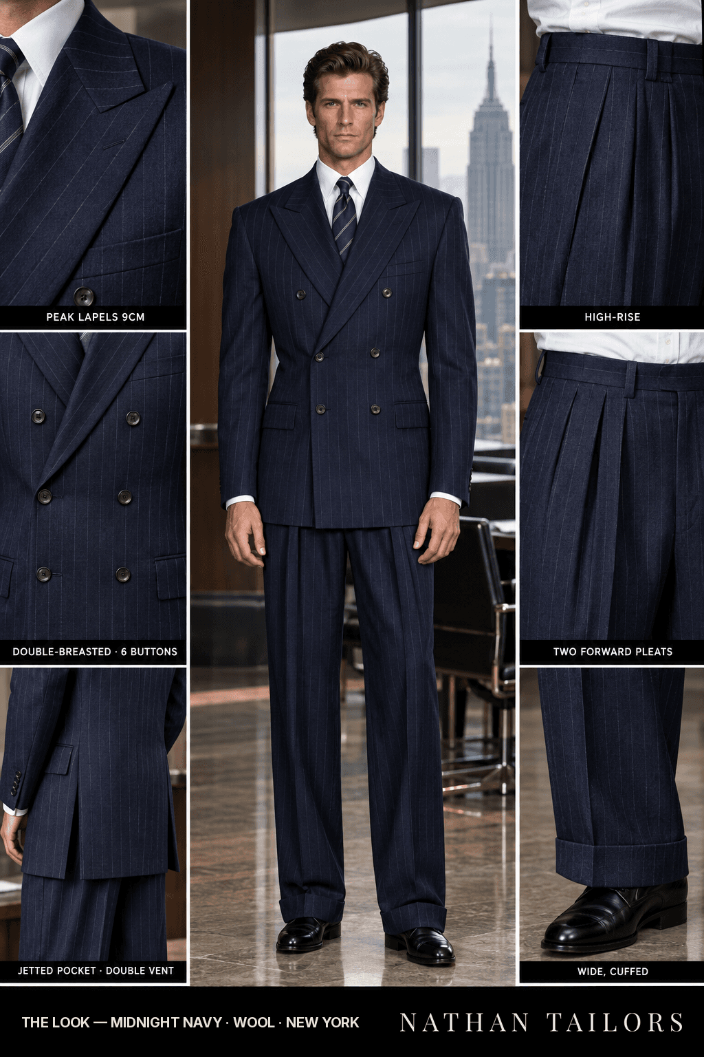 navy wool wedding-guest suit — Atelier render by Nathan Tailors