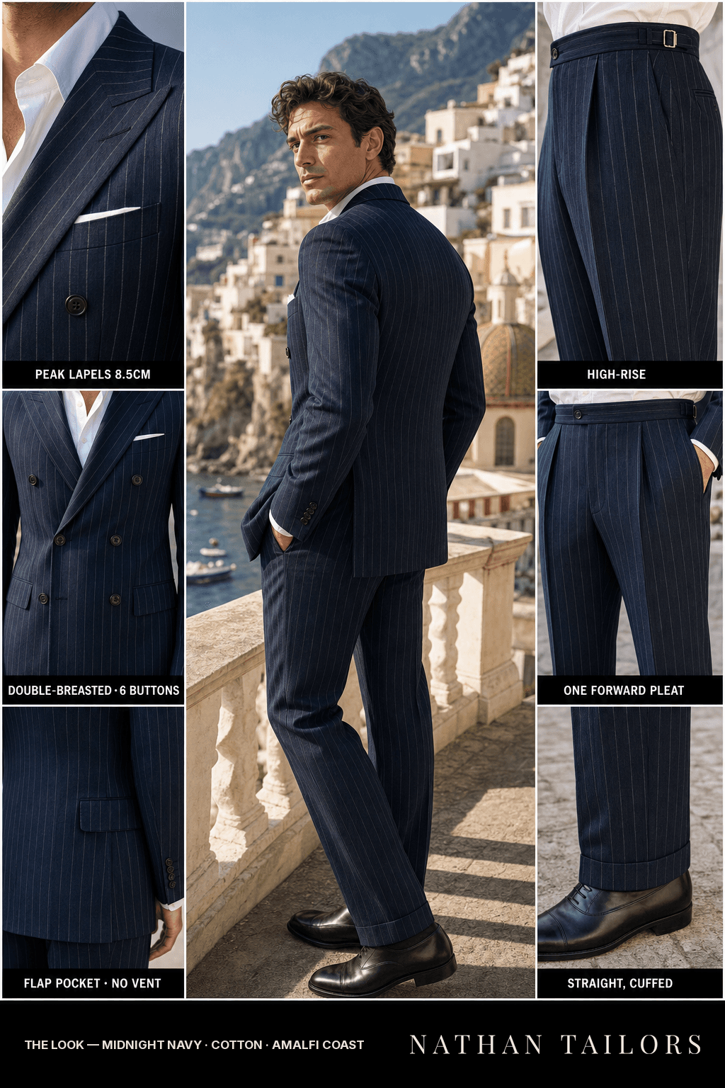 midnight navy chalk_stripe double-breasted bespoke suit — custom tailored by Nathan Tailors, the Hoi An custom tailor