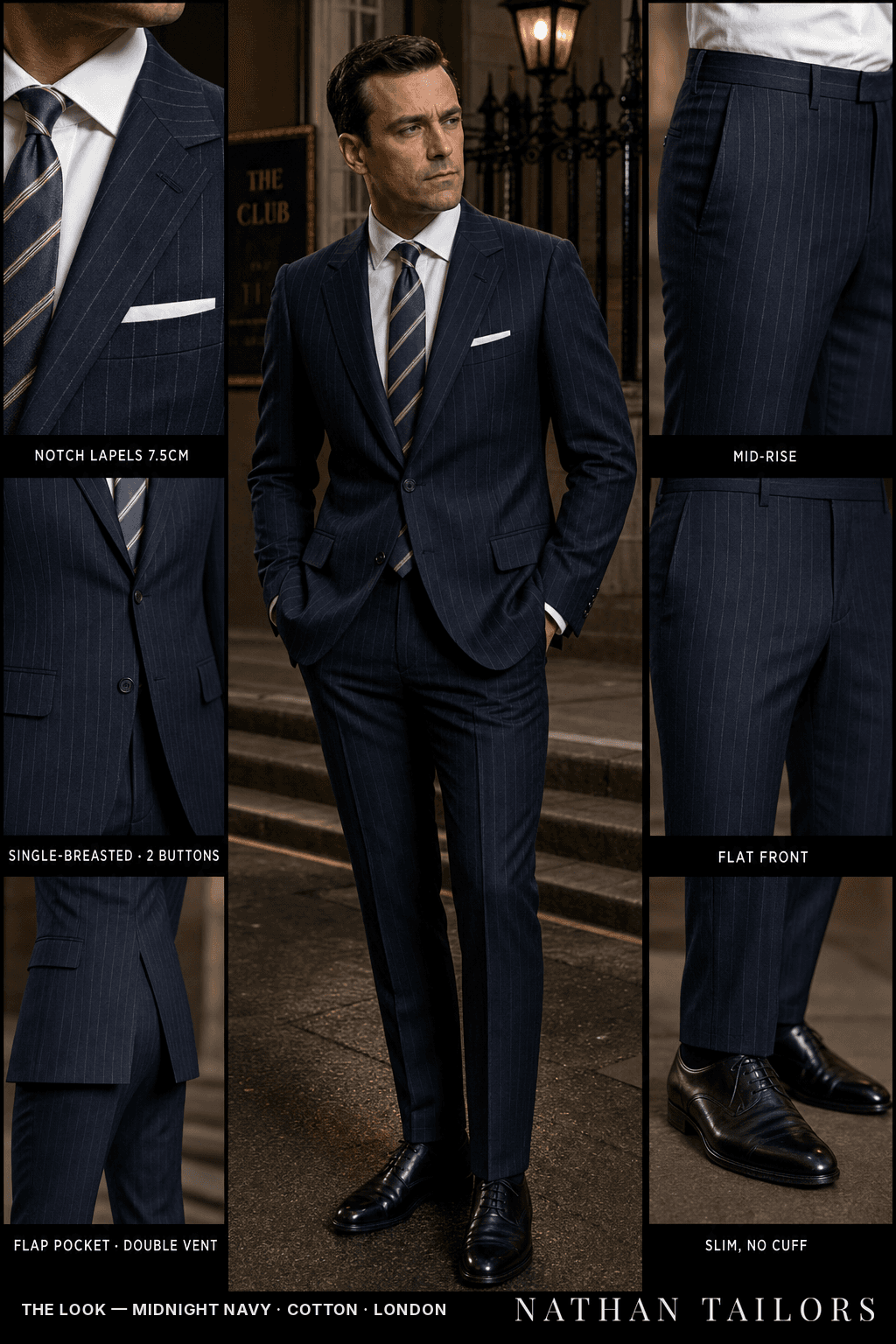 midnight navy chalk_stripe single-breasted bespoke suit — custom tailored by Nathan Tailors, the Hoi An custom tailor