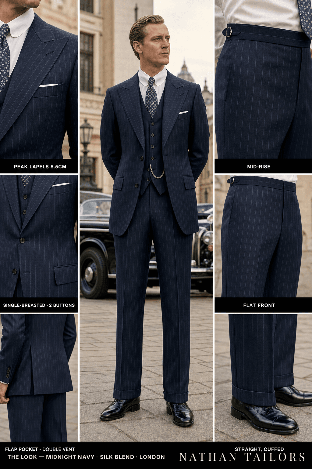 midnight navy chalk_stripe single-breasted bespoke suit — custom tailored by Nathan Tailors, the Hoi An custom tailor