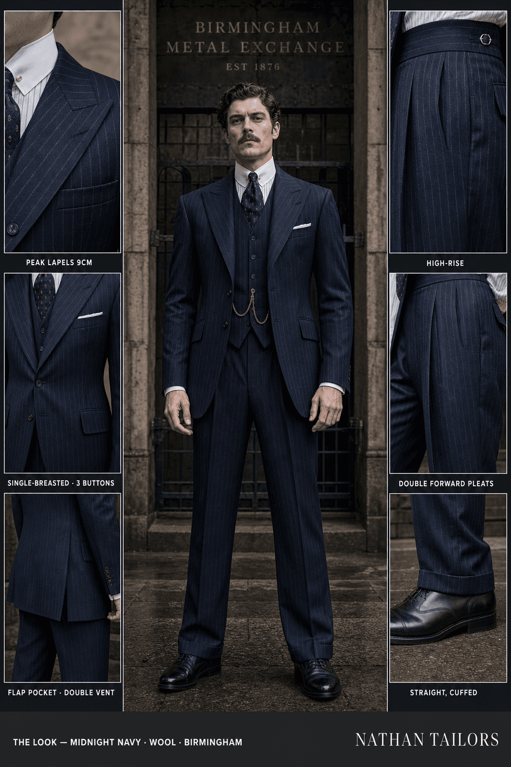 midnight navy chalk_stripe single-breasted bespoke suit — custom tailored by Nathan Tailors, the Hoi An custom tailor