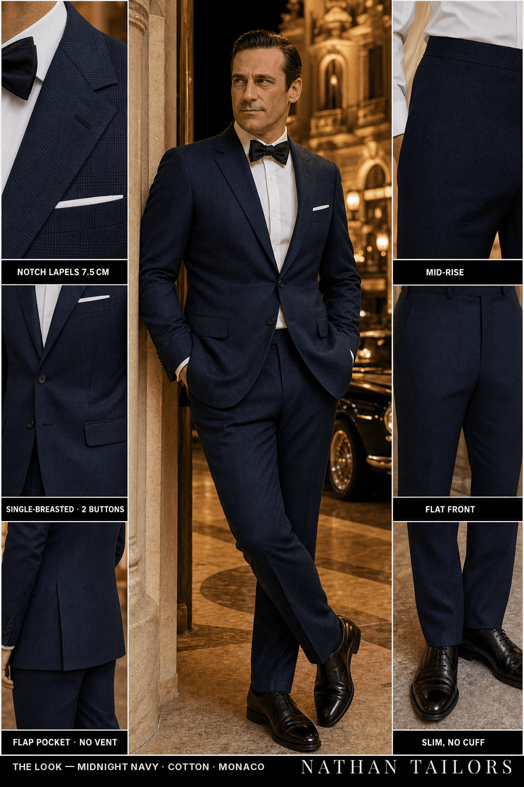 midnight navy glen_plaid single-breasted bespoke suit — custom tailored by Nathan Tailors, the Hoi An custom tailor