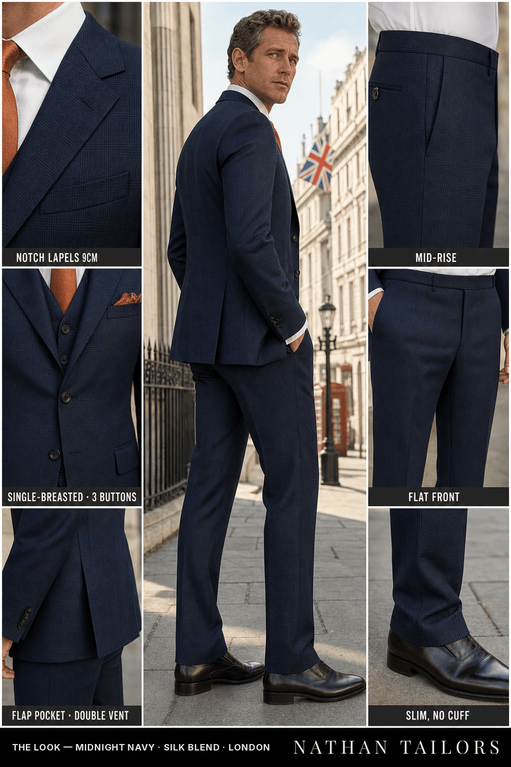 midnight navy glen_plaid single-breasted bespoke suit — custom tailored by Nathan Tailors, the Hoi An custom tailor