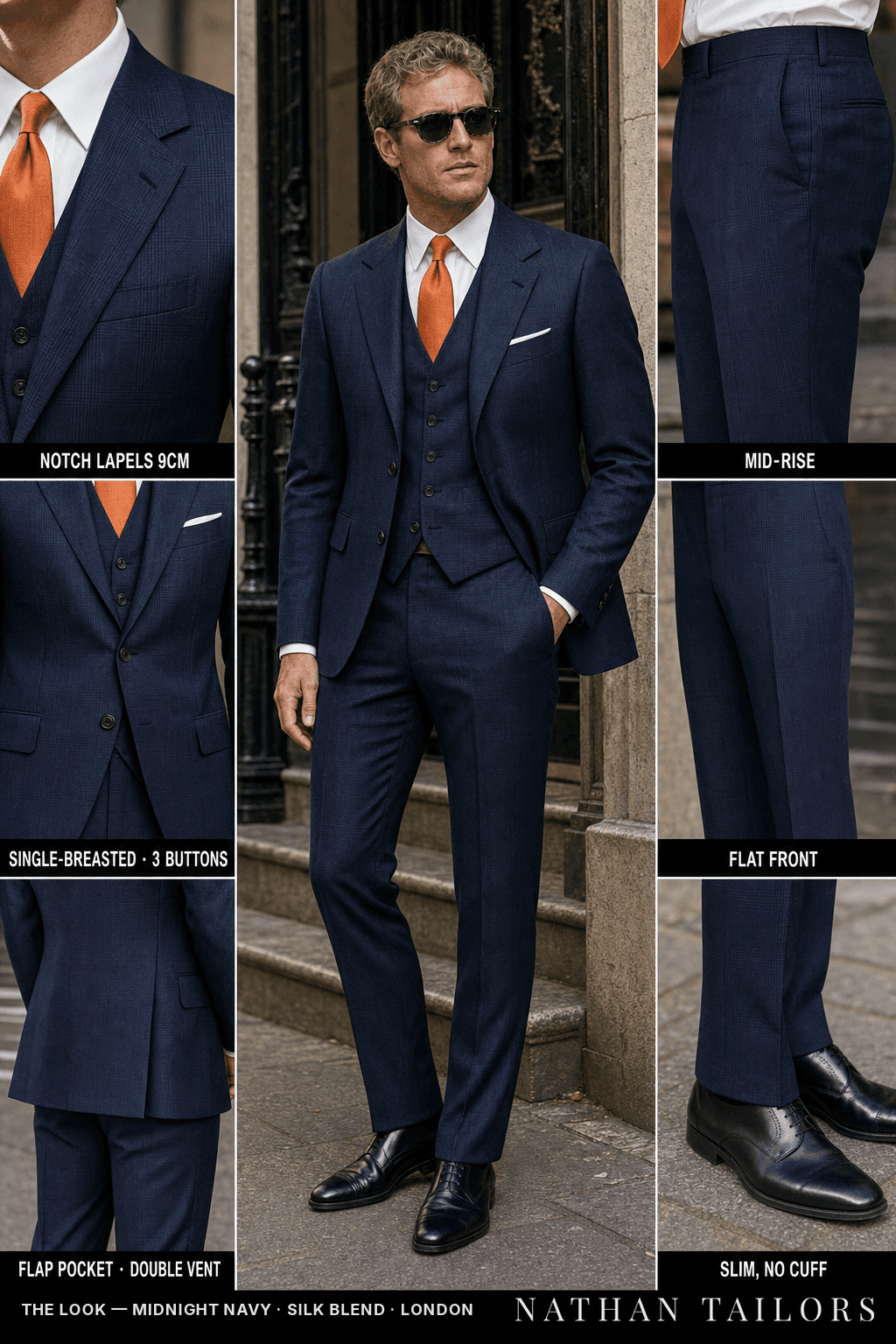 midnight navy glen_plaid single-breasted bespoke suit — custom tailored by Nathan Tailors, the Hoi An custom tailor