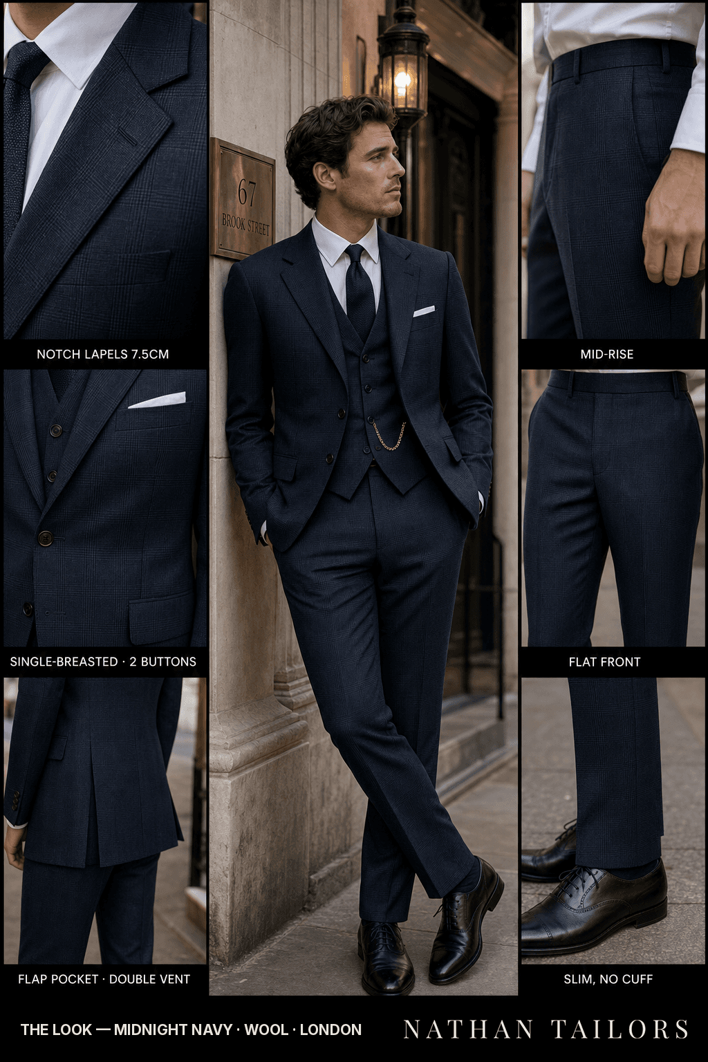 midnight navy glen_plaid single-breasted bespoke suit — custom tailored by Nathan Tailors, the Hoi An custom tailor