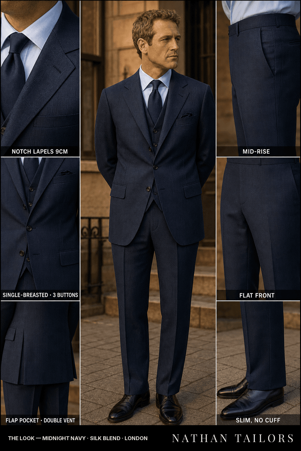 midnight navy glen_plaid single-breasted bespoke suit — custom tailored by Nathan Tailors, the Hoi An custom tailor