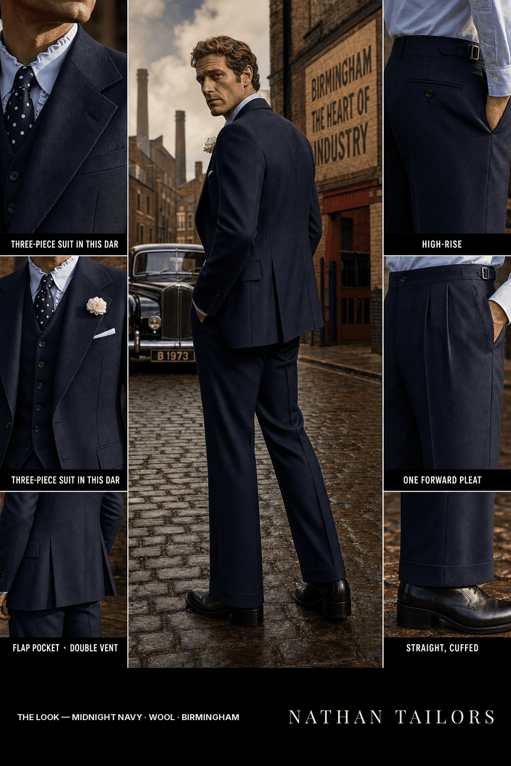 midnight navy single-breasted bespoke suit — custom tailored by Nathan Tailors, the Hoi An custom tailor