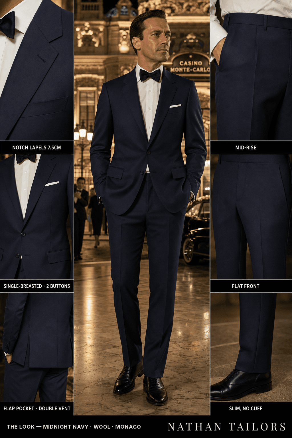 midnight navy single-breasted bespoke suit — custom tailored by Nathan Tailors, the Hoi An custom tailor