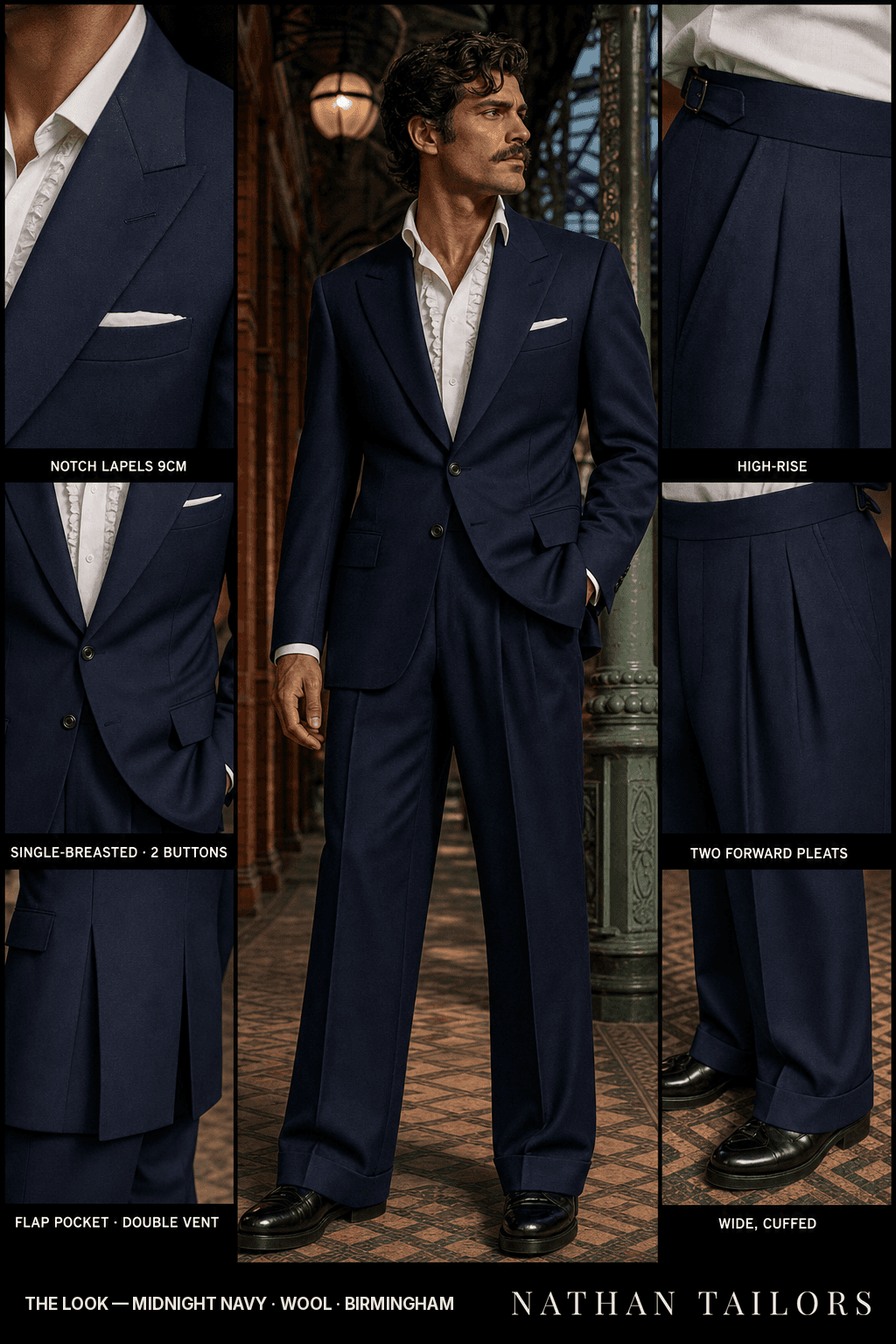 midnight navy single-breasted bespoke suit — custom tailored by Nathan Tailors, the Hoi An custom tailor