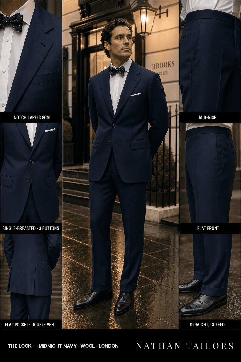 midnight navy single-breasted bespoke suit — custom tailored by Nathan Tailors, the Hoi An custom tailor