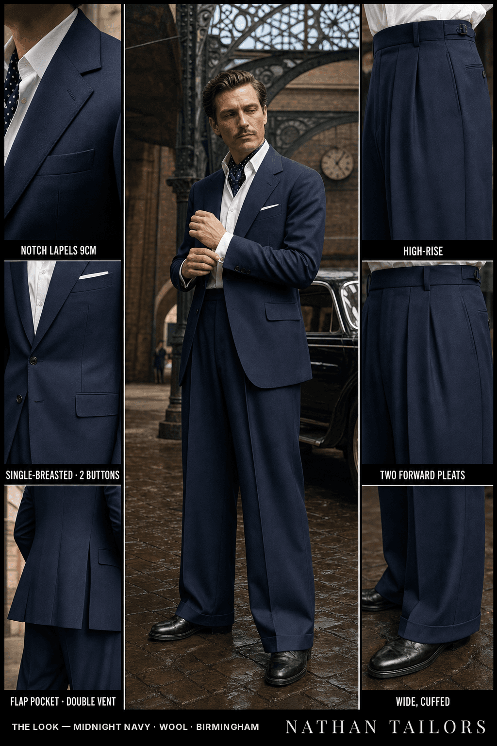midnight navy single-breasted bespoke suit — custom tailored by Nathan Tailors, the Hoi An custom tailor