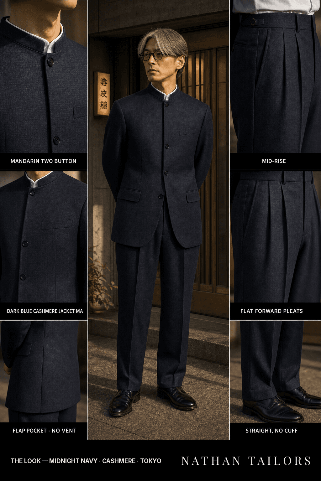 midnight navy single-breasted bespoke suit — custom tailored by Nathan Tailors, the Hoi An custom tailor