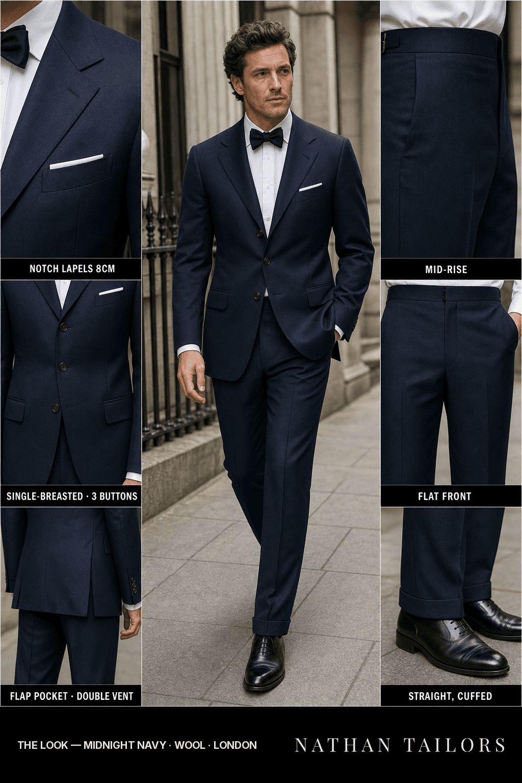 midnight navy single-breasted bespoke suit — custom tailored by Nathan Tailors, the Hoi An custom tailor