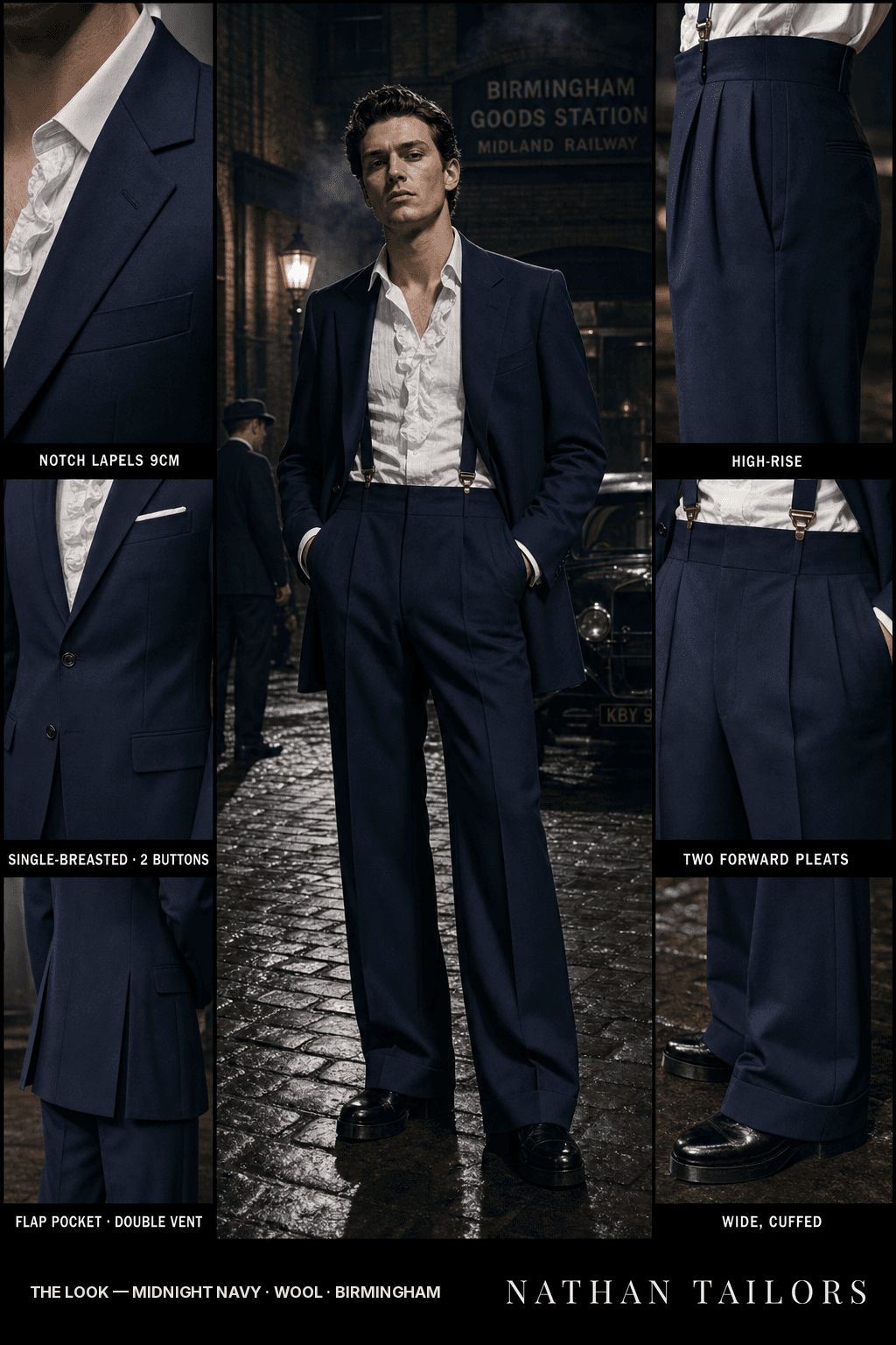 midnight navy single-breasted bespoke suit — custom tailored by Nathan Tailors, the Hoi An custom tailor