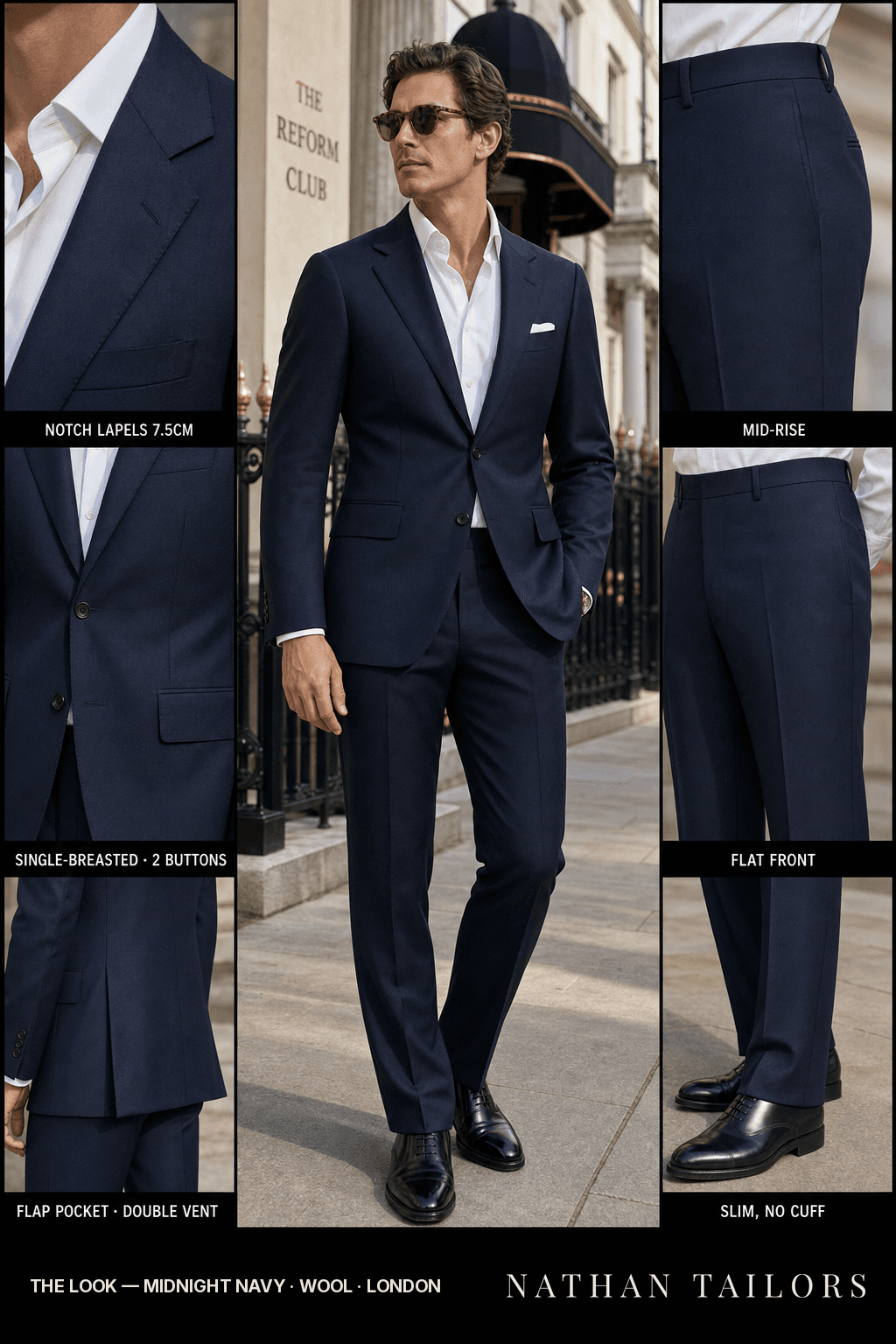 midnight navy single-breasted bespoke suit — custom tailored by Nathan Tailors, the Hoi An custom tailor