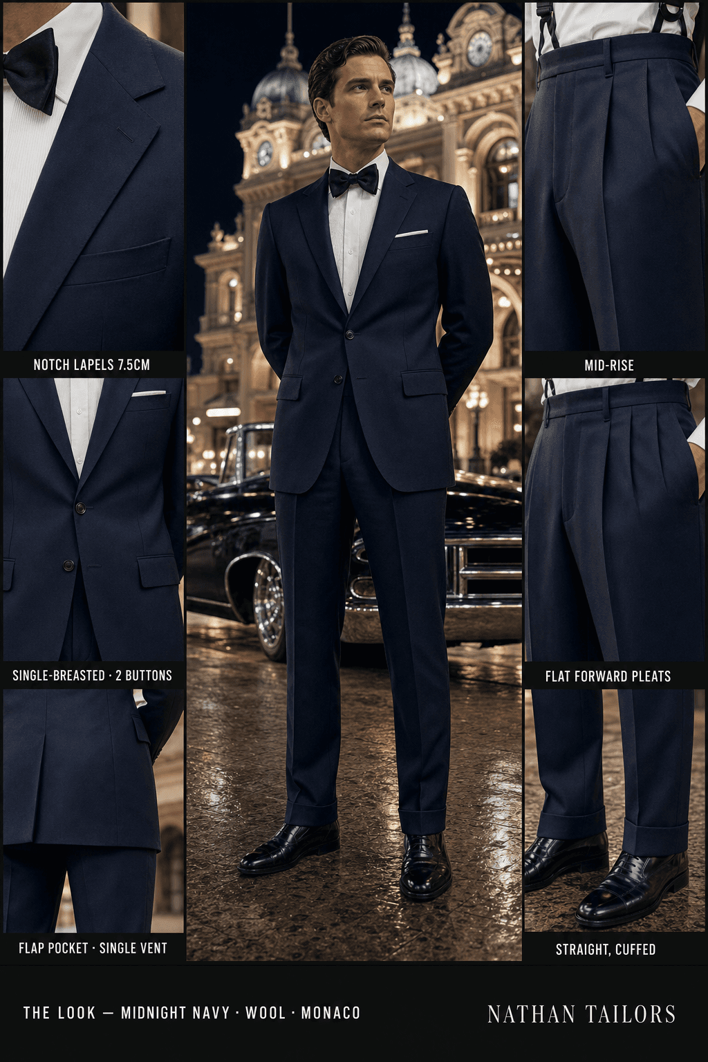 midnight navy single-breasted bespoke suit — custom tailored by Nathan Tailors, the Hoi An custom tailor