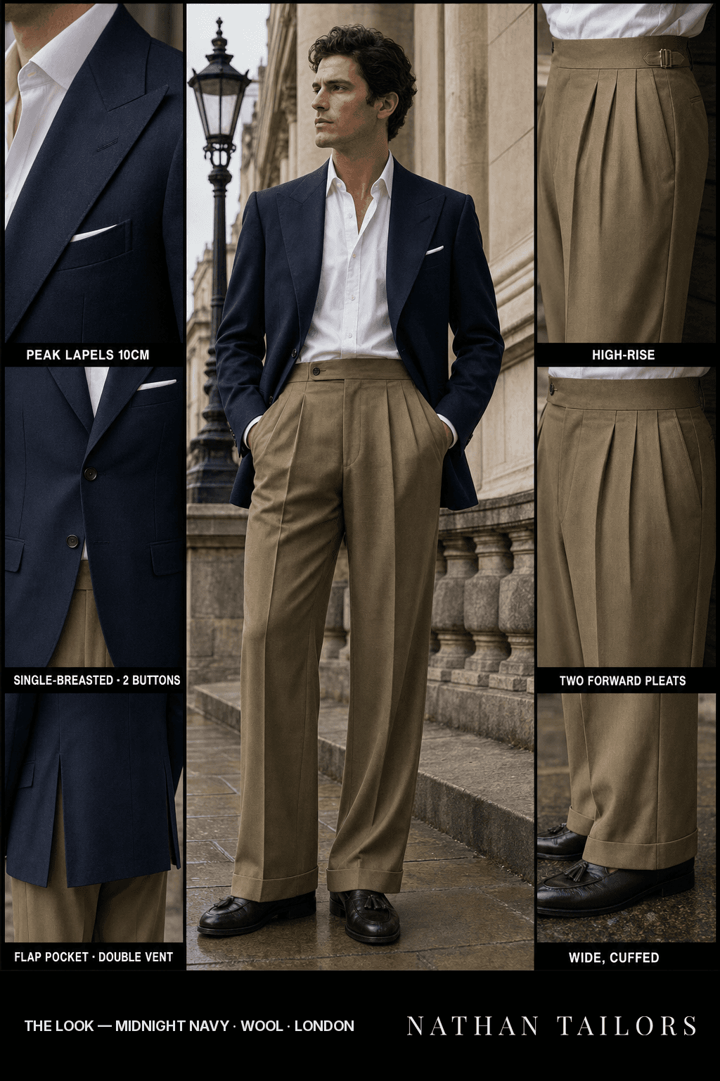 midnight navy single-breasted bespoke suit — custom tailored by Nathan Tailors, the Hoi An custom tailor
