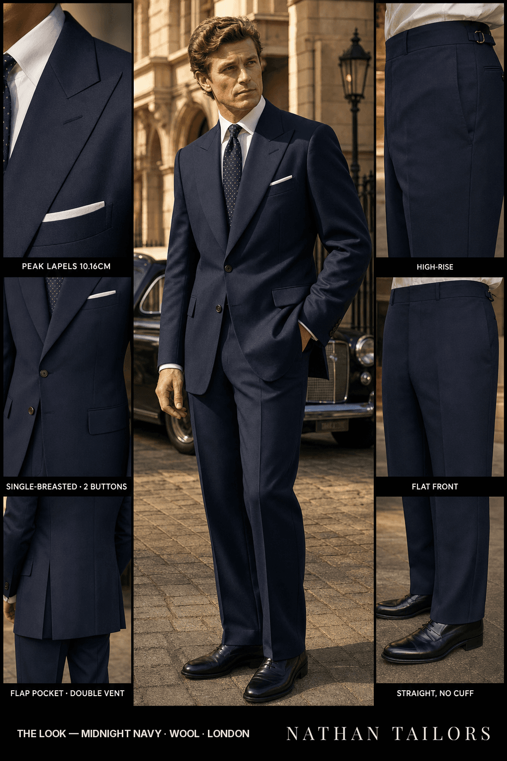 midnight navy single-breasted bespoke suit — custom tailored by Nathan Tailors, the Hoi An custom tailor