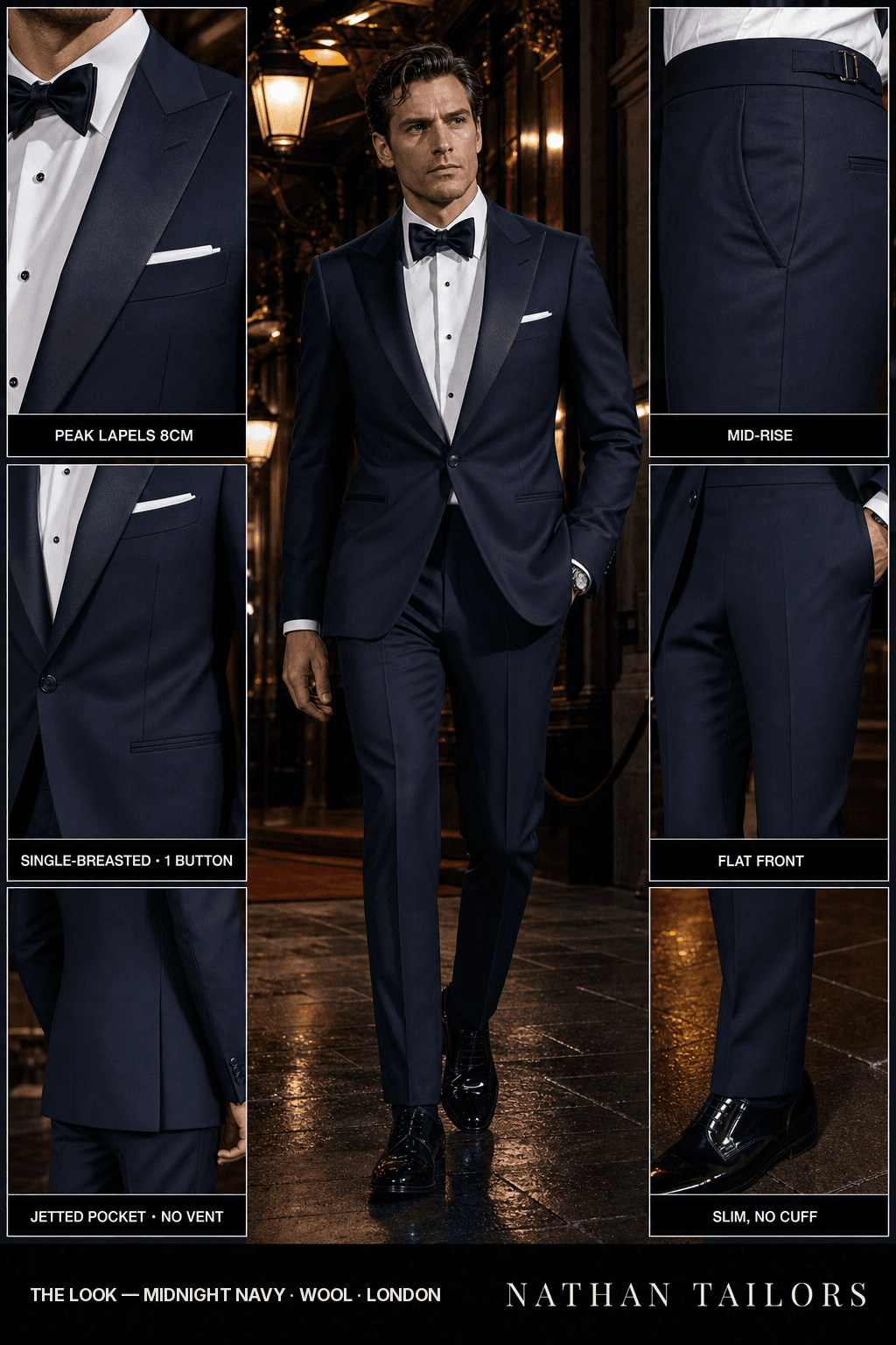 midnight navy single-breasted bespoke suit — custom tailored by Nathan Tailors, the Hoi An custom tailor