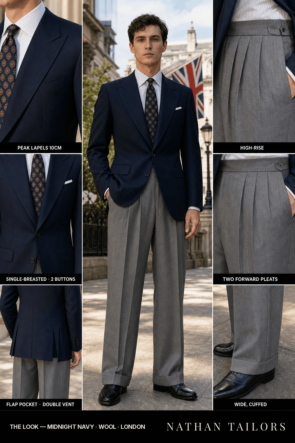 midnight navy single-breasted bespoke suit — custom tailored by Nathan Tailors, the Hoi An custom tailor