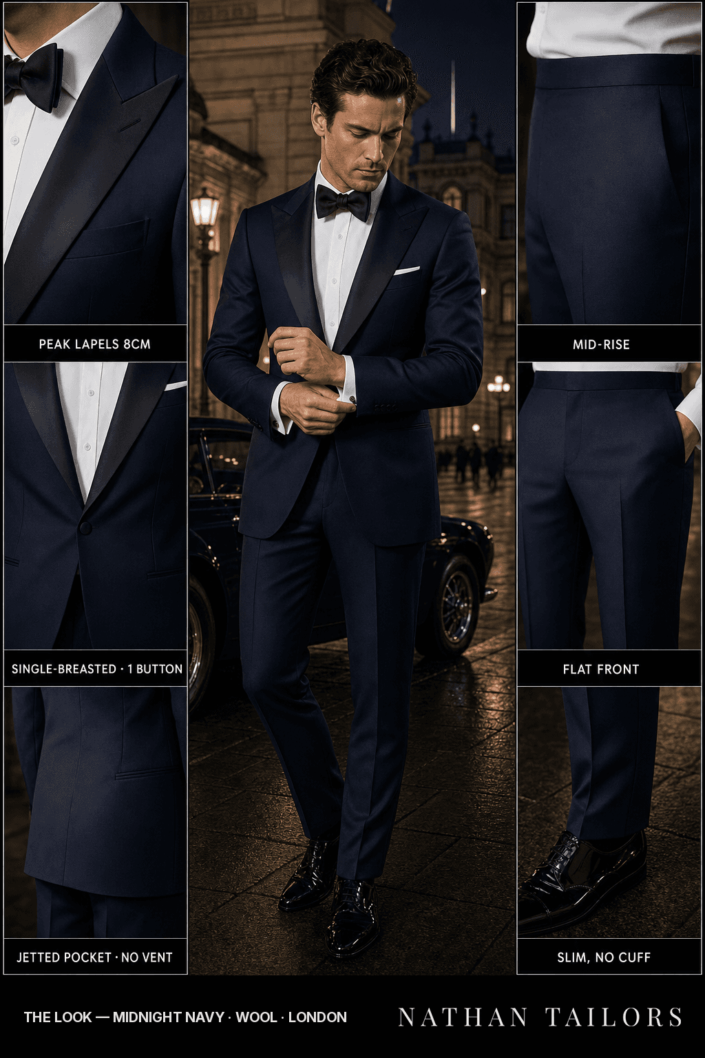 midnight navy single-breasted bespoke suit — custom tailored by Nathan Tailors, the Hoi An custom tailor