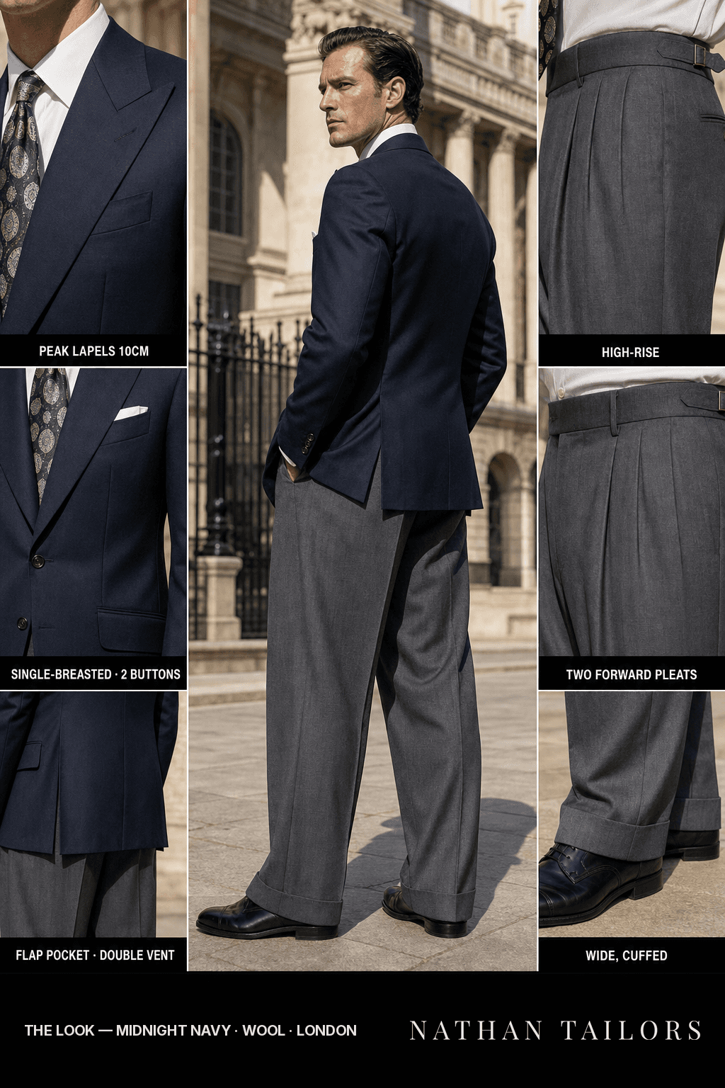 midnight navy single-breasted bespoke suit — custom tailored by Nathan Tailors, the Hoi An custom tailor