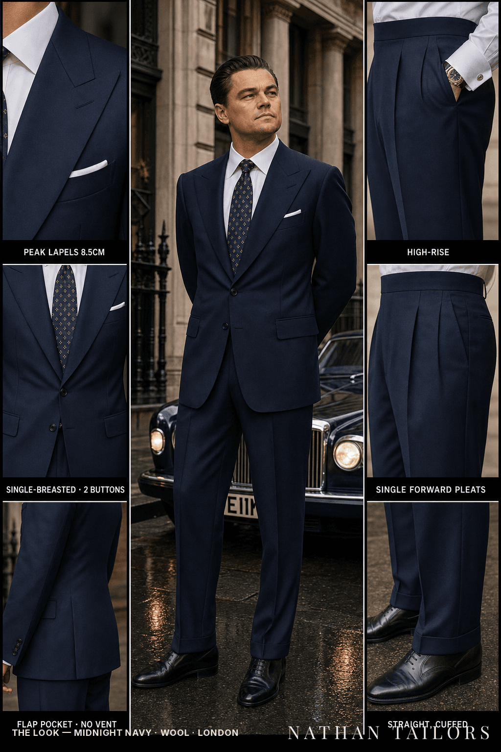 midnight navy single-breasted bespoke suit — custom tailored by Nathan Tailors, the Hoi An custom tailor