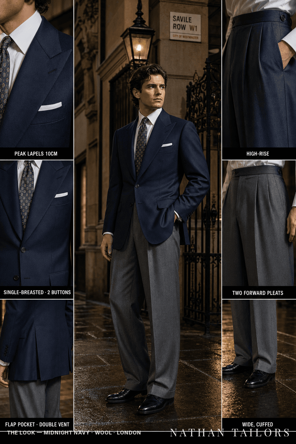 midnight navy single-breasted bespoke suit — custom tailored by Nathan Tailors, the Hoi An custom tailor