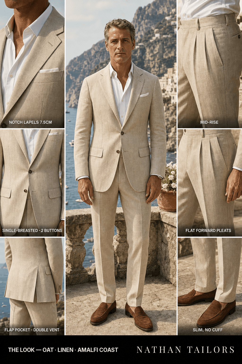 oat single-breasted bespoke suit — custom tailored by Nathan Tailors, the Hoi An custom tailor