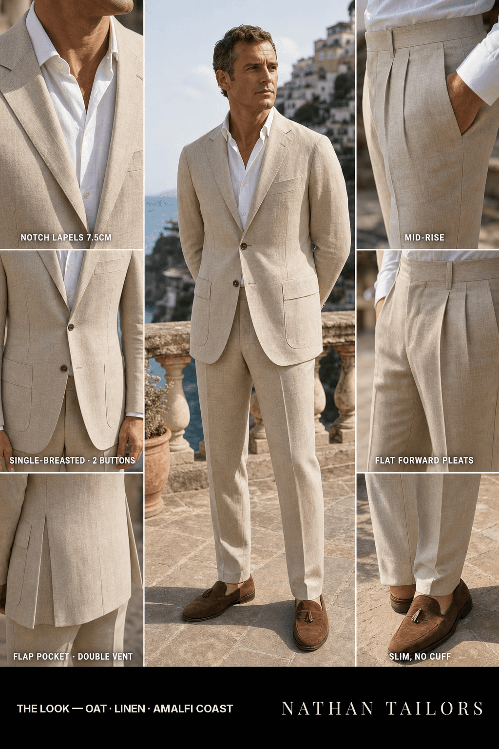oat single-breasted bespoke suit — custom tailored by Nathan Tailors, the Hoi An custom tailor