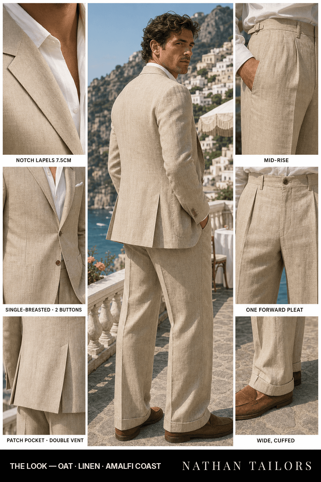oat single-breasted bespoke suit — custom tailored by Nathan Tailors, the Hoi An custom tailor