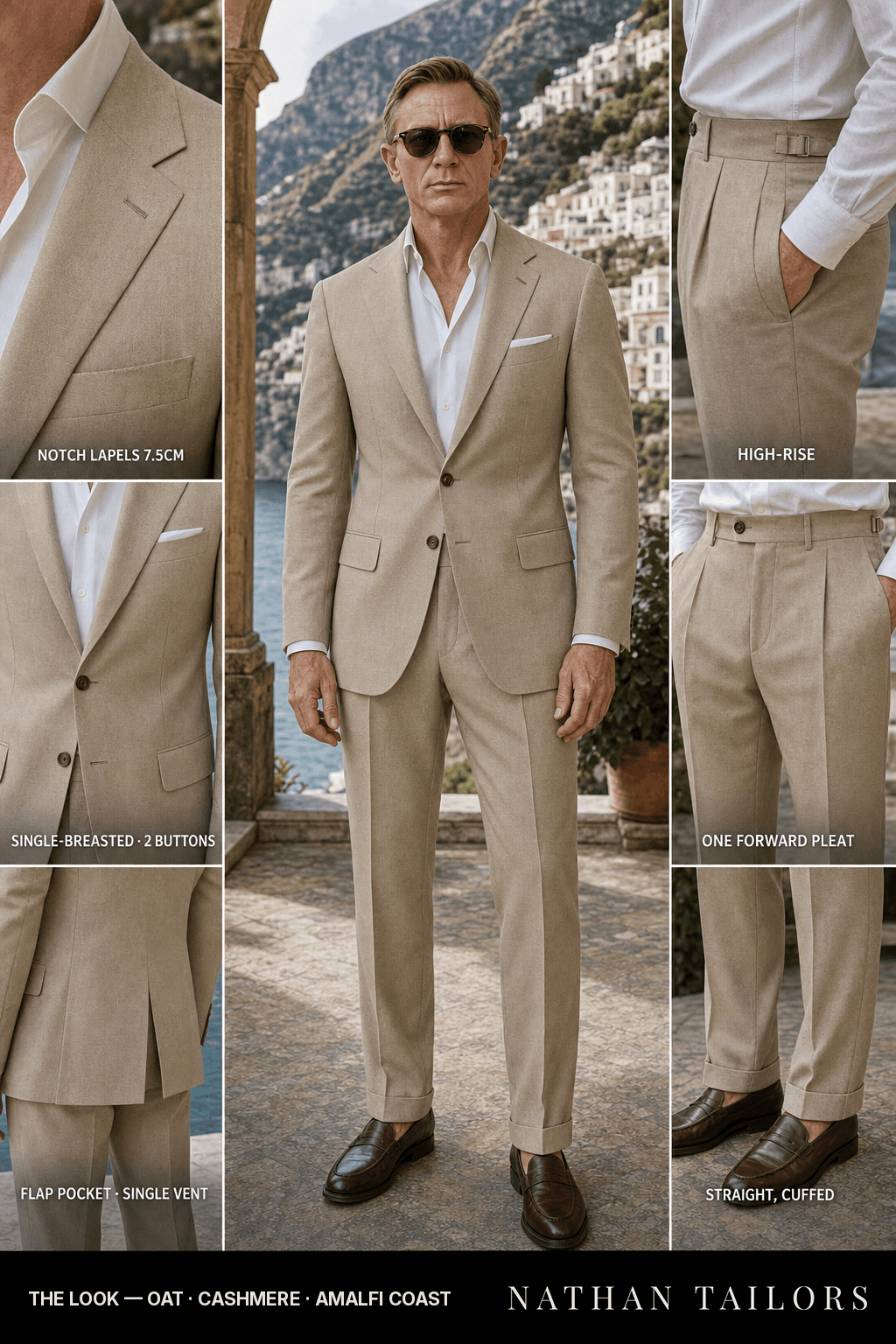 oat single-breasted bespoke suit — custom tailored by Nathan Tailors, the Hoi An custom tailor