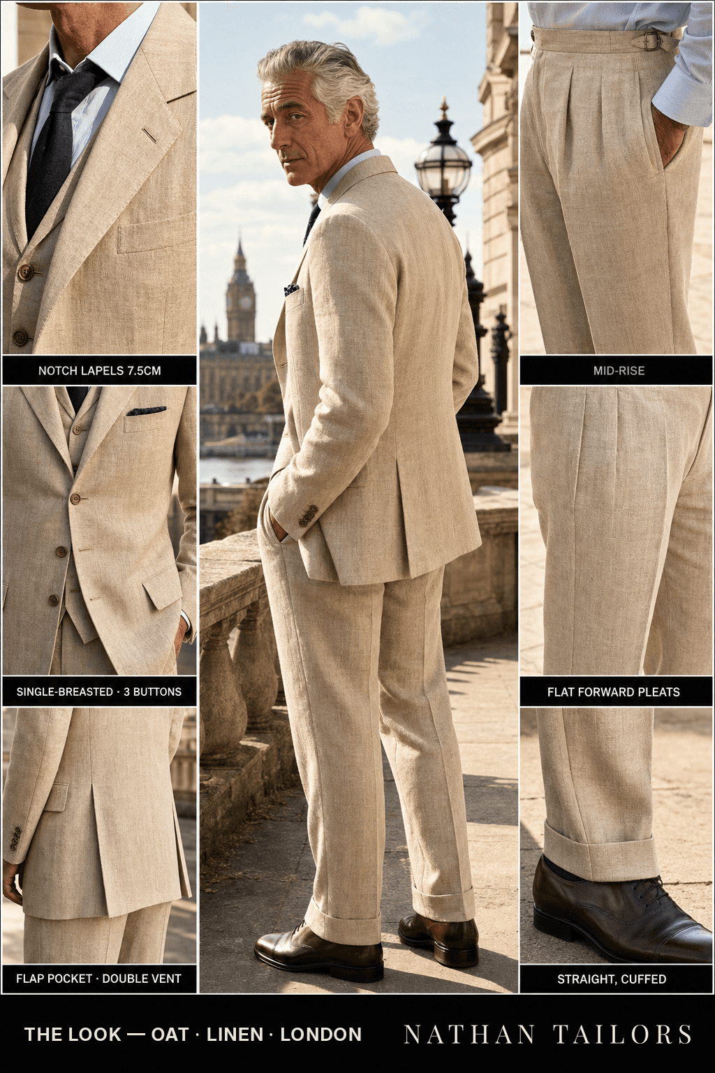 oat single-breasted bespoke suit — custom tailored by Nathan Tailors, the Hoi An custom tailor