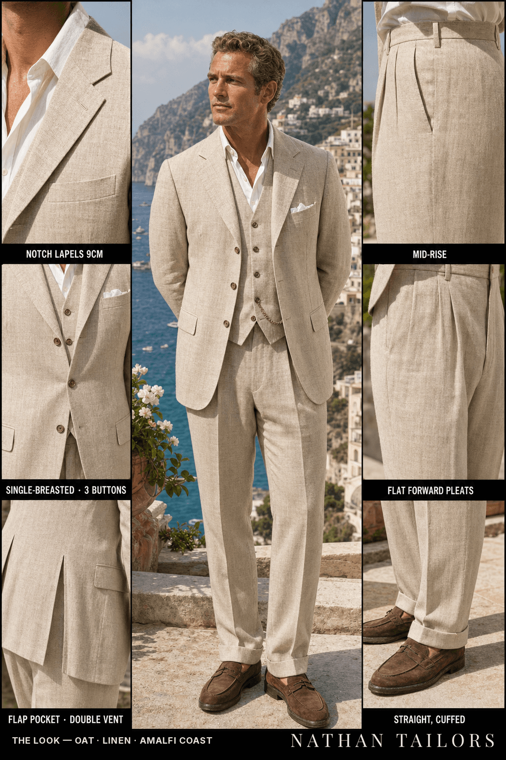 oat single-breasted bespoke suit — custom tailored by Nathan Tailors, the Hoi An custom tailor