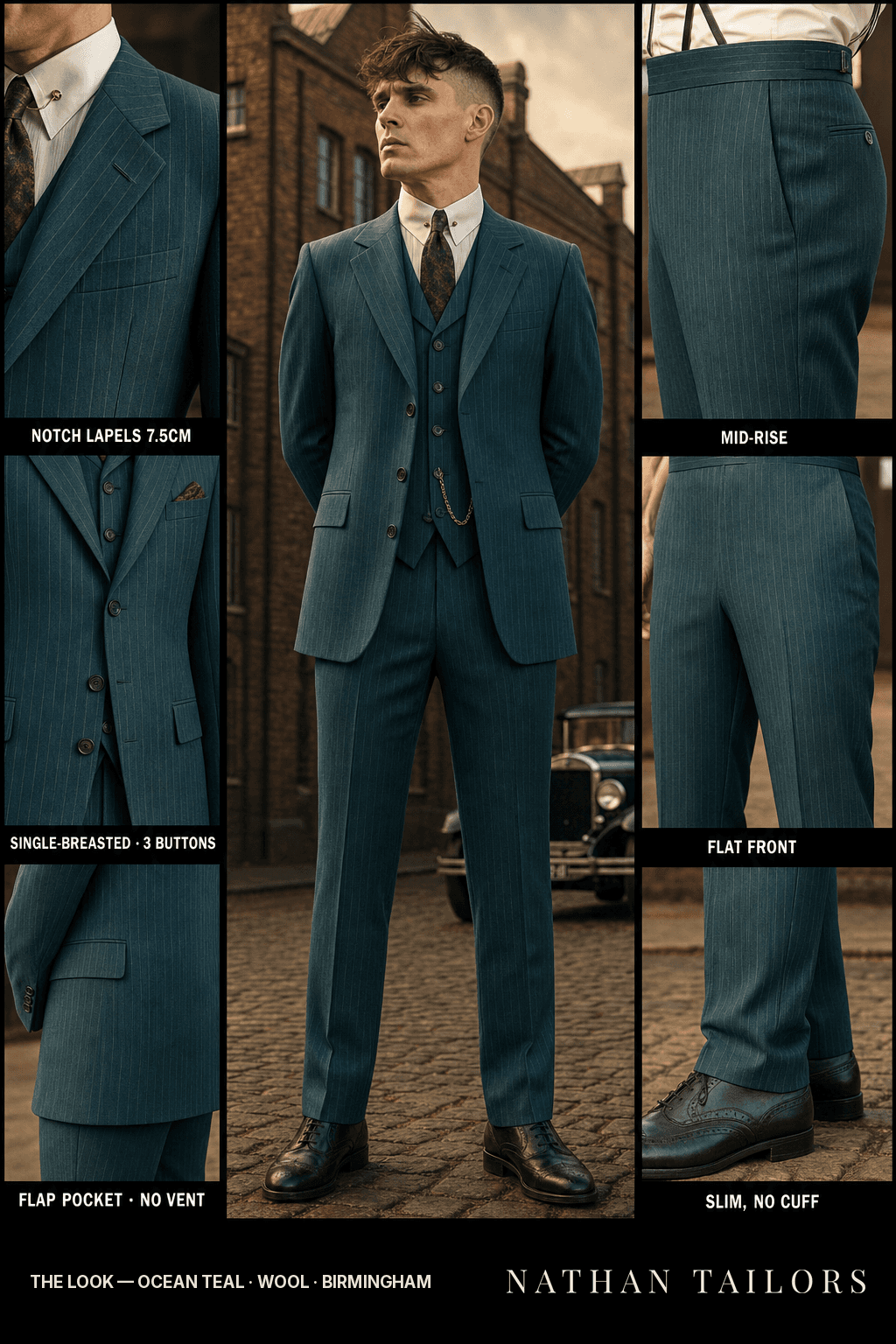 ocean teal chalk_stripe single-breasted bespoke suit — custom tailored by Nathan Tailors, the Hoi An custom tailor