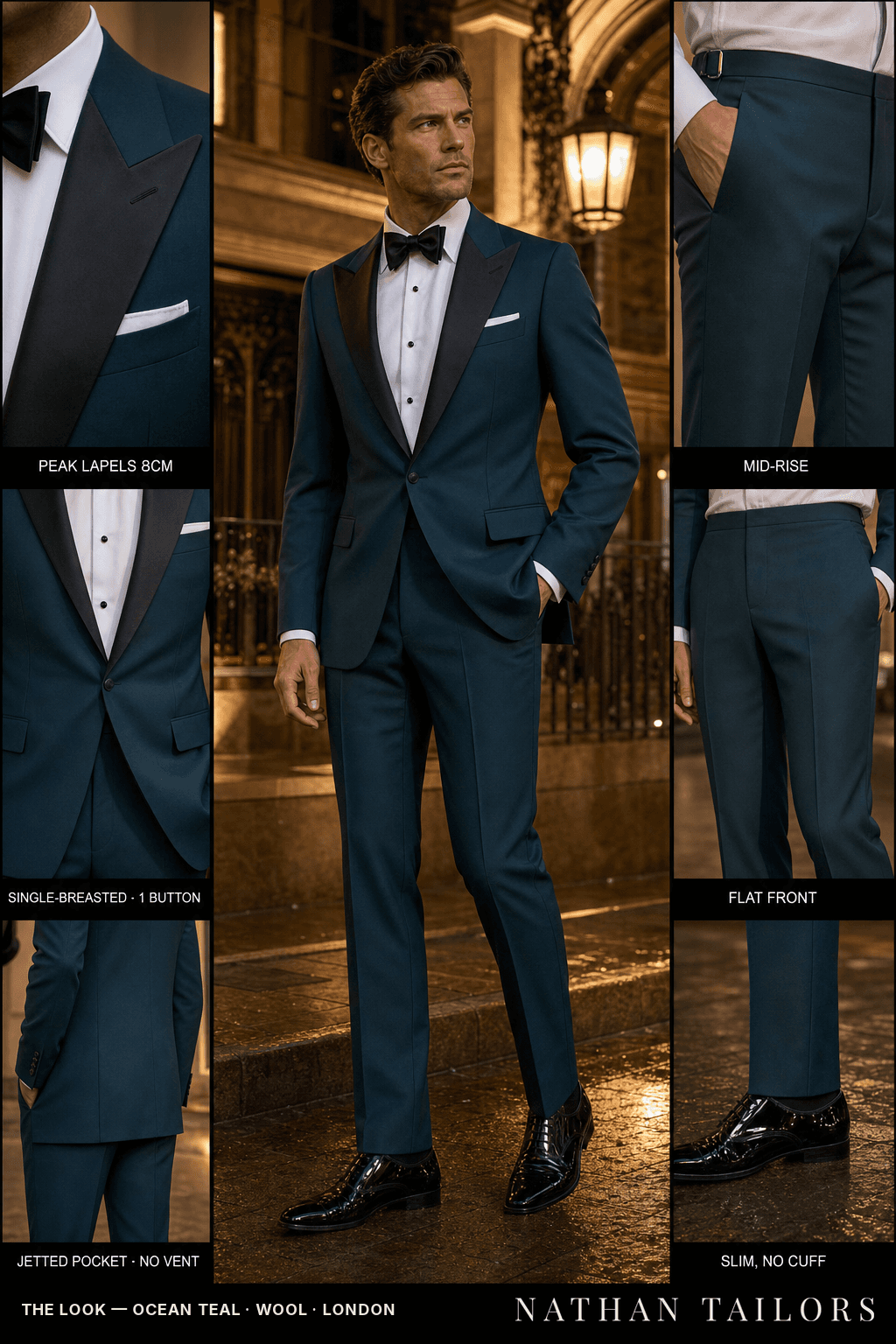 ocean teal single-breasted bespoke suit — custom tailored by Nathan Tailors, the Hoi An custom tailor
